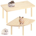2 Sets Solid Wood Hamster Platform & Corner Platform, Small Pet Cage Accessories for Dwarf Syrian Hamsters Gerbils Mice Degus