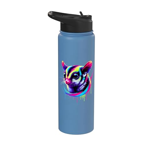 Dripping Paint Art Sugar Glider Sugar Gliders Stainless Steel Insulated Water Bottle - color: Light Blue