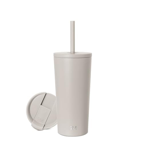 Simple Modern Iced Coffee Tumbler, Insulated | 20oz | Beige | Reusable Stainless Steel Cup, Travel Mug, Water Bottle with Straw | Cupholder Friendly & Spill Resistant, Almond Birch - color: -Almond Birch, size: 20 Ounces