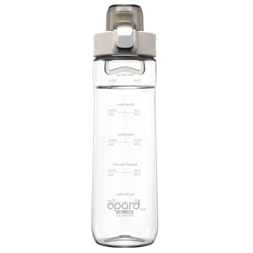 Opard Zip 20oz Plastic Water Bottle Dishwasher Safe, Leakproof Flip-Top Lid, BPA Free Tritan, Wide Mouth Reusable Kids Water Bottle for School Hiking Commuting Outdoor Travel and Gym - color: Clear Cream, style: 20 oz - Fast Flow