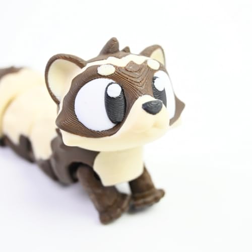 3D Printed Ferret, 3D Printed Animals, Full Articulated Flexible Fidget Toys for Desk Décor - Brown - Small - 5.5Inch - color: Ferret-brown