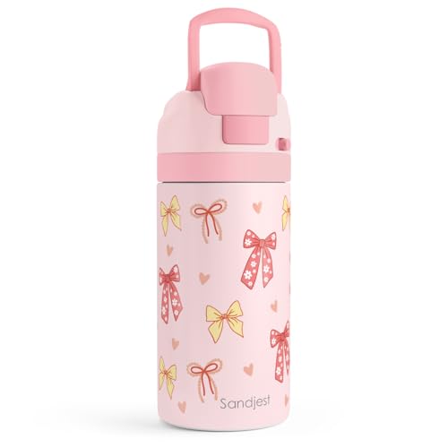 Bow Kids Insulated Stainless Steel Water Bottle 16 Oz, Travel Tumbler for School, Sports for Girls, Birthday, Back To School - color: Bow