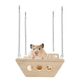 Natural Wood Chinchilla Toy Hammock for Cage Swing, Hamster Bed Hanging Wooden Toys,Indoor Chinchilla Habitat Swing House Hut Ledges and Platforms Enrichment