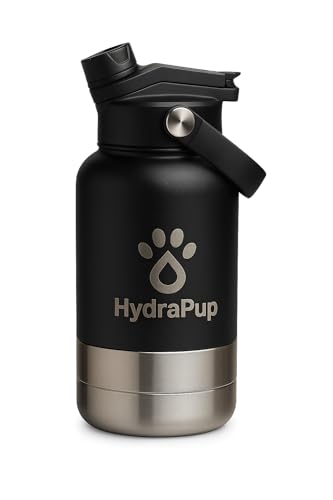 32oz Insulated Water Bottle with Dog Bowls – Human & Pet Shared Use, Stainless Steel Leakproof Travel Bottle (Matte Black) - color: Matte Black