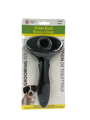 Miracle Care Small Slicker Brush for Dogs and Cats | Grooming Brush Removes Loose Undercoat, Reduce Shedding and Matting, Flexible Pins Protect Skin, Ergonomic & Cushioned Handle - size: Small, style: Slicker Brush for Small Dogs and Cats