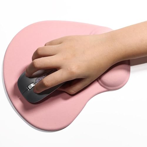 Ergonomic Mouse Pad with Wrist Rest, Gel Wrist Support Mousepad, Pain Relief Laptop Computer Mouse Pad, Non-Slip Mouse Pads for Office & Home (Light Pink) - color: Light Pink