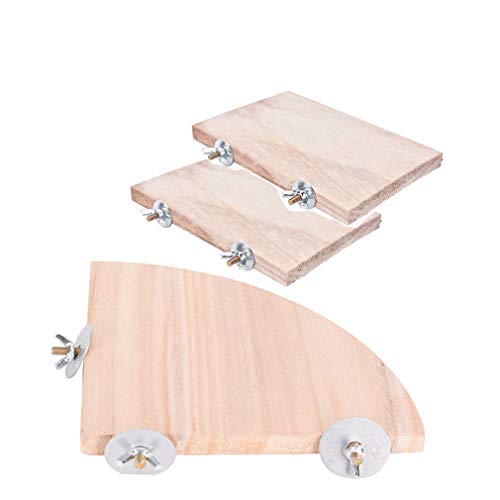 Parrot Cage Perch,Wooden Platform Stand,Cage Perches,Tree Springboard,Corner Shelf Laddered,Hanging Swing,Natural Wood Branches for Parakeets Bird Chinchilla Hamster Guinea Squirrel Hedgehog
