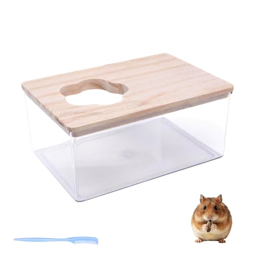 Saim Hamster Sand Bath Box–Transparent Syrian Hamster Shower Bathtub with Comb for Small Pets, Acrylic Micro Sand Bath Box with Lid, Ideal Hamster Dig Box - Rectangle - color: Rectangle