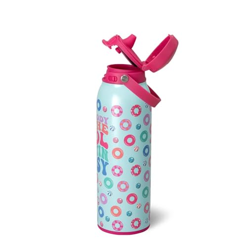 Swig Life 32oz EZ Fill Insulated Water Bottle, Leak Proof Reusable Water Bottle with Lid, Handle & Lock, Leak Proof Stainless Steel Bottles, 32 oz Tumbler (Errbody in the (Pool) - color: Errbody Pool, size: 32 Ounces