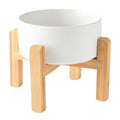 6'' Ceramic Raised Dog Bowl - 30Oz Dog Food & Water Bowl with Elevated Non-Slip Bamboo Stand, Dishwasher & Microwave Safe, Anti Vomiting Heavy Duty Pet Bowl for Small and Medium Dogs, White - color: 1 x Bowl + Stand - White, size: 6 inch