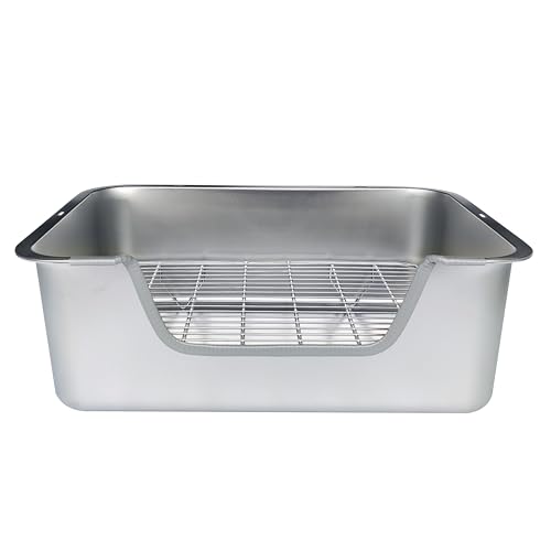 Stainless Steel Sifting Litter Box for Rabbit (L) - size: Large