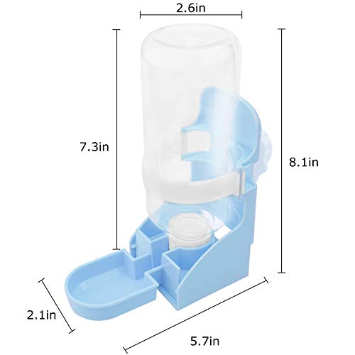 Rabbit Water Bottle,17oz Automatic Rabbit Water Bowl Dispenser Hanging Small Animal Water Bowl No Leak Water Feeder for Bunny Chinchilla Guinea Pig Hedgehog Hamster Ferret