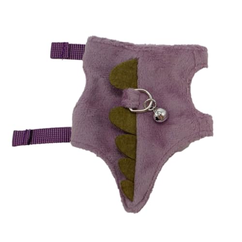Bearded Dragon Harness and Leash Set - Soft Fleece Dinosaur Vest with Safe Bell Adjustable Lizard Traction Rope Escape Proof Outdoor Walking Training Leash for Ferret Rat Kitten Puppy (Purple) - color: Purple