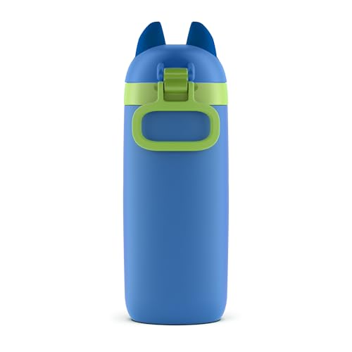 Ello Ellies 12oz Stainless Steel Leakproof Kids Water Bottle, Dog | Insulated kids water bottle with straw, leakproof locking lid, carry handle, and stainless steel fun animal design for school - color: Dog, size: 12 Ounces