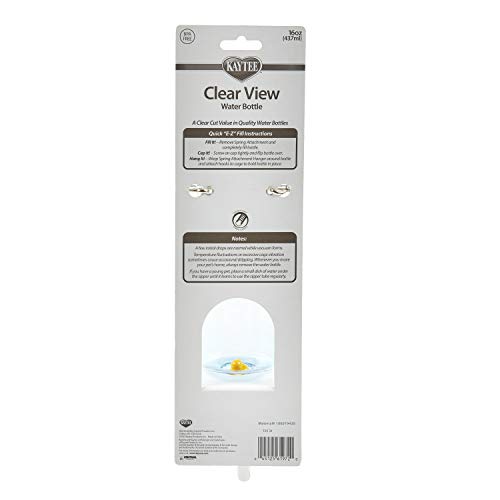 Kaytee Clear View Water Bottle for Pet Guinea Pigs, Rats and Chinchillas, 16 oz (Pack of 2) - size: 16 oz (Pack of 2)