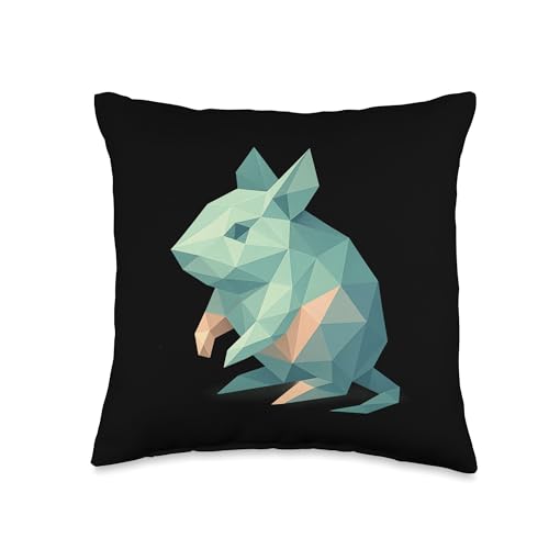Low Poly Degu Geometric Modern Style Throw Pillow - size: 16x16