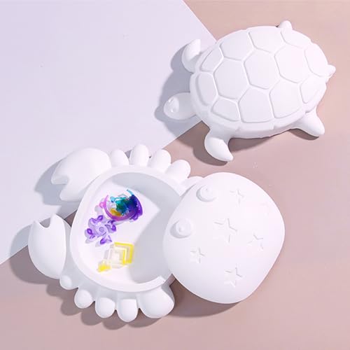 Crab Box Resin Mold with Lid, 3D Sea Animal Storage Container Mold, Crab Shaped Tray Jewelry Box Silicone Molds for Resins, Epoxy Resin, Gypsum, Clay, DIY Craft Home Decor, Candy Jar