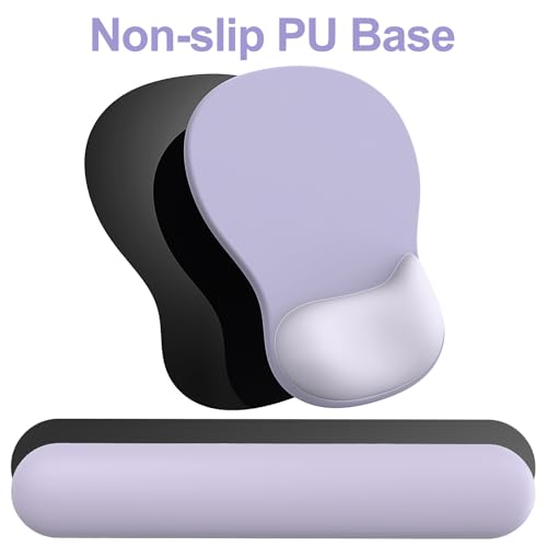 Ergonomic Mouse Pad with Wrist Rest and Keyboard Wrist Rest, Gel Mousepad | Wrist Rest for Computer Keyboard, Pain Relief, Non-Slip PU Base, Mouse Pad with Wrist Support for Gaming, Office, Purple - color: Purple