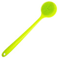 DNC Silicone Back Scrubber for Shower Soft Bath Body Brush with Long Handle (Green) - color: Green