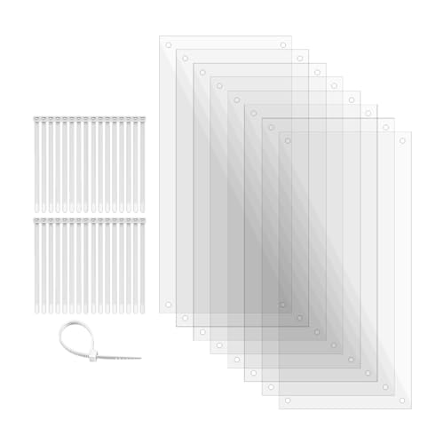 8 Pack Pet Cage Liner 11.5" x 5.5" with Holes Zip Ties Urine Guard See Through Clear Sheet Cage Edge Liners Rabbit Guinea Pig Side Lining Habitat Siding No Mess Tiles Protection by Marketing Holders - size: 1 Count (Pack of 8)