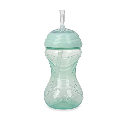 Nuby 3 Piece No-Spill Easy Grip Cup with Flex Straw, Clik It Lock Feature, Neutral, 10 Ounce - color: Blue, Gray, & Aqua