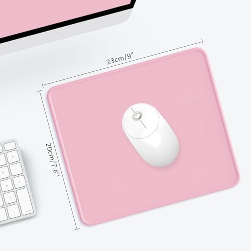 Mouse Pad with Stitched Edge, Multiple Patterns Computer Mouse Pads with Non-Slip Rubber Base, Washable Cloth Mousepad, for Gaming, Laptop, PC (Pink) - color: 04Pink
