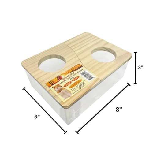 Exotic Nutrition Acrylic Sand Bath House - Fun & Unique Cage Accessory for Hamsters, Gerbils, Chinchillas, and Degus (Large) - size: Large