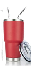 D·S 30oz Red Tumbler Double Wall Vacuum Insulated Travel Coffee Mug | Double Wall Vacuum Suit Cold and Hot Drink Fits in standard car cup holders With Splash-Proof Lid - color: Red