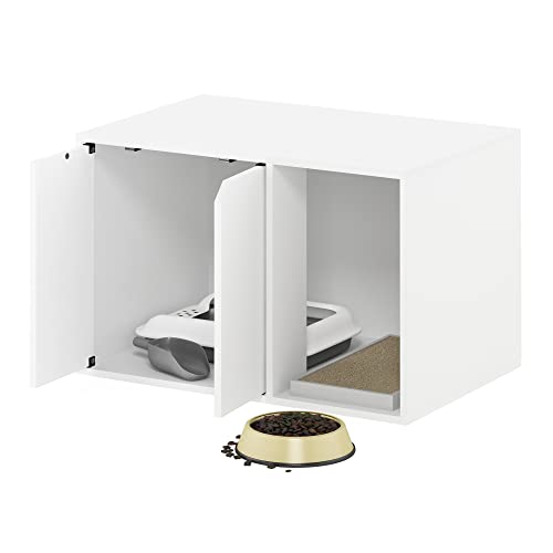 Furinno Peli Litter Box Enclosure, Small, Solid White - color: Solid White, size: Small