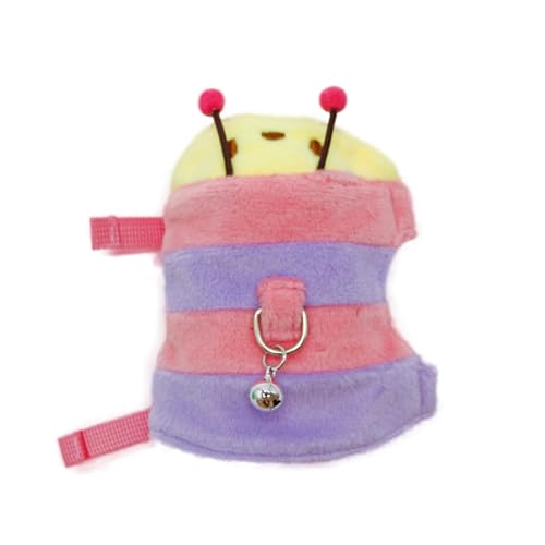 Ferret Harness and Leash Set - Small Animal Soft Fleece Vest with Safe Bell Halloween Outfit Adjustable Traction Rope Outdoor Walking Training Leash for Ferret Rat Bearded Dragon Kitten (Pink) - color: Pink
