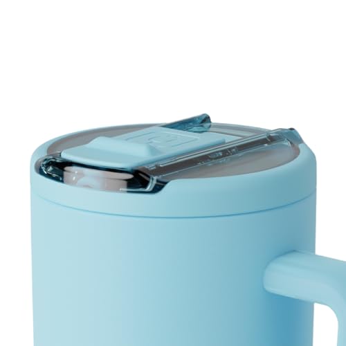 BrüMate Era Flip 30oz Tumbler with 100% Leakproof Covered Straw Lid | Hygienic Covered Straw | Insulated Stainless Steel Water Bottle with Handle | Cup Holder Friendly | BPA-Free (Glacier) - color: Glacier, size: 30 Ounces