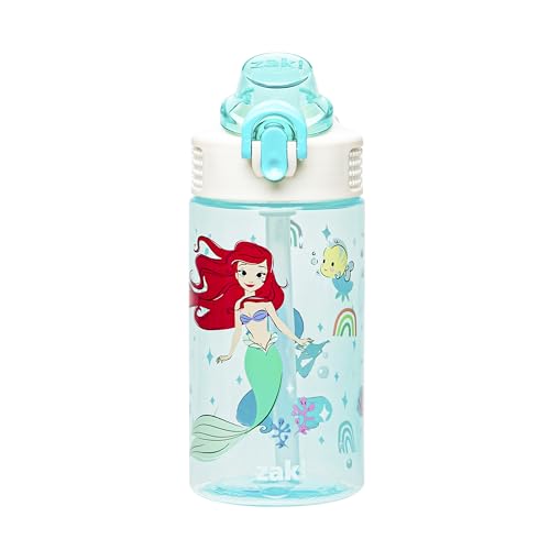Zak Designs Disney Princess Sage 16oz Leak-Proof Straw Kids Water Bottle - color: Disney Princess (Ariel & Jasmine), size: 16 Ounces