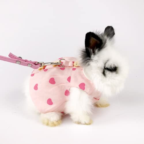Rabbit Harness and Leash with Cute Accessories for Walking Escape Proof - Mesh Breathable Bunny Vest Harness Outdoor - Also Suit for Ferret Kittn Puppy Small Animals (Without Accessories,Small) - size: Small