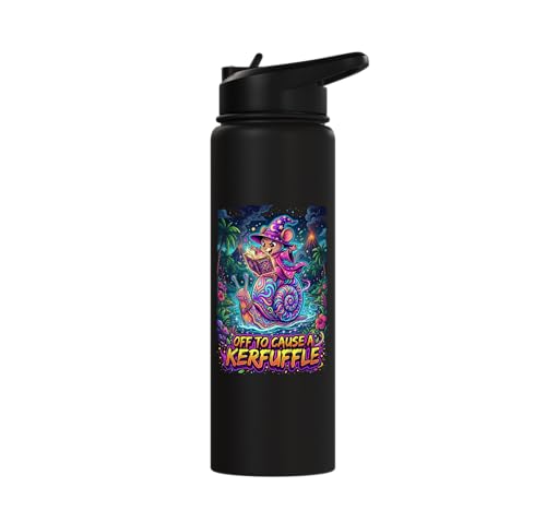 Off To Cause A Kerfuffle Wizard Mouse Riding Snail Stainless Steel Insulated Water Bottle