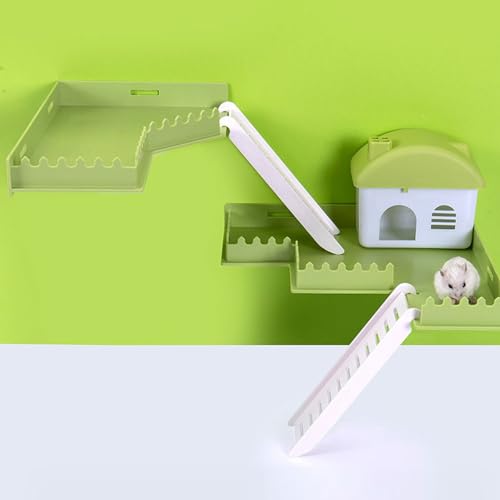 Hamster Play Platform, Plastic Hamster Platform with Ladder, Small Animals Standing Platform, Hamster Stand Platform Toys, Small Animal Cage Standing Platform for Guinea Pig - size: L Shape