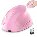 Wireless Mouse Pink Ergonomic Bluetooth & USB Dual Mode Mice,Rechargeable Vertical Silent Multi Device Ergo Carpal Tunnel Mice for Mac/PC/Laptop/Computer/Tablet/iPad/MacBook Air/Pro Women Mother Gift