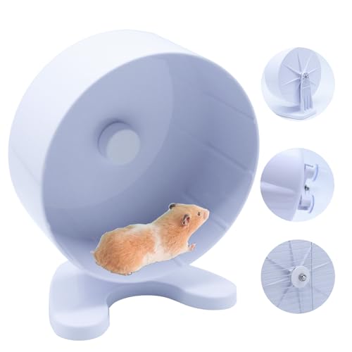 Hamster Wheel, 8.7" Super-Silent Exercise Wheels, Dual-Bearings Quiet Spinner Running Wheels, 3 Installation Methods, Fits Any Hamster Cage, Hamsters Toy for Dwarf Hamsters, Gerbils, and Small Pets. - color: White, size: Large