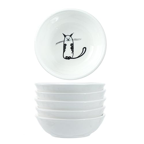 Super Cute Cat Ceramic Sauce Dish/Seasoning Bowl/Sushi Soy Dipping Bowl/Appetizer Plates/Serving Dish for Kitchen Home (Set of 6) - color: Cat-Round