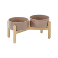 Havniva Elevated Dog Bowls Ceramic Dog Bowls with Stand, Dog Food Bowl | 6.1” Raised Dog Bowls with Non-Slip Wood Stand, Dog Food and Water Bowl Set, Double Dog Feeding Bowls for Small & Medium Dogs - color: 2 Bowls+Stand - Brown Coffee, size: 6.1inch