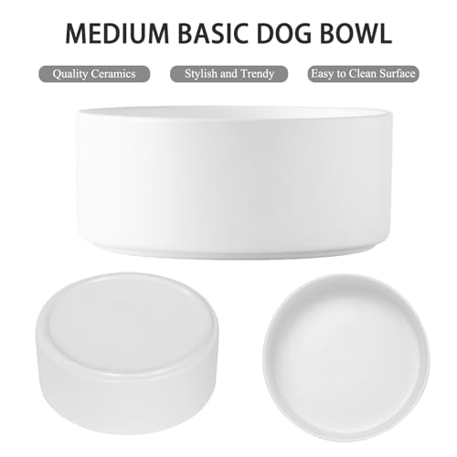 6'' Ceramic Dog Bowl - 30Oz Classic Dogs Food & Water Bowl for Small and Medium Breed Dogs, Heavy Duty Non-Slip Dog Dishes, Food Grade Stoneware Pet Bowl, Dishwasher & Microwave Safe, White - color: Bowl - White, size: 6 inch