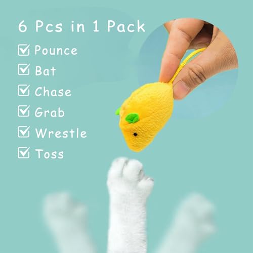 3-Pack Lemon Cat Toys Green&Yellow Cute Mouse for Kitten Play, Chase and Wrestle, PP Cotton & Catmint Filled, Teething and Chew Toys - color: 3-PCS