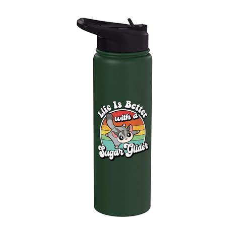 Cute Girls Retro Vintage Life Is Better Sugar Glider Lover Stainless Steel Insulated Water Bottle