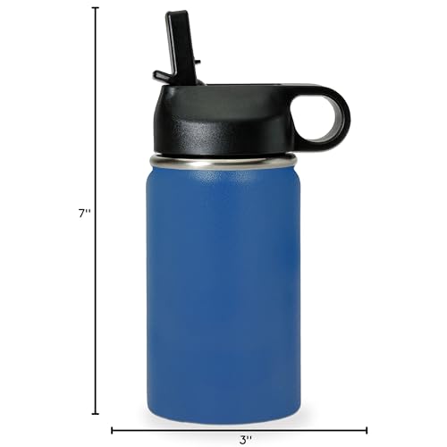 LaserGram Personalized 12oz Water Bottle, Snail (Dark Blue) | Engraved Gift, Vacuum Insulated Stainless Steel, Flip-Top Straw Lid, Laser Engraved With Your Name - color: Dark Blue, size: 12 Ounces