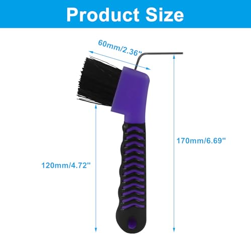 Litoexpe 1 Pcs Purple Horse Hoof Pick with Brush | Soft Touch Rubber Handle, for Horse and Equestrian Grooming - color: Purple