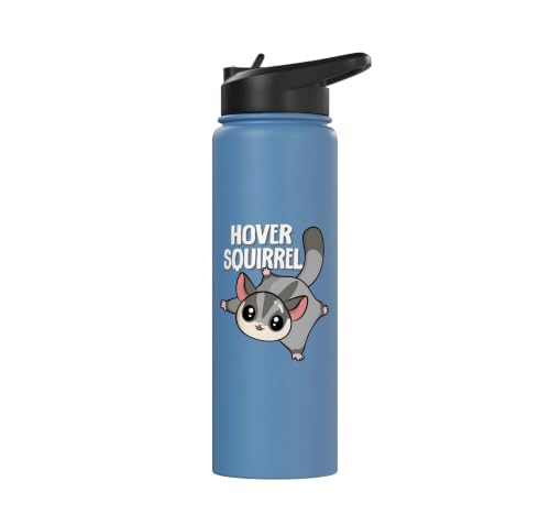 Cute Womens Girls Kids Mom Hover Squirrel Sugar Glider Lover Stainless Steel Insulated Water Bottle - color: Light Blue