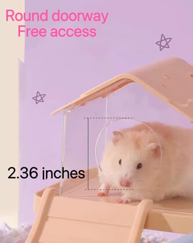 TUTU&LELE Starry Sky Hamster Hideout with Plush Cushion for Dwarf Hamsters (Yellow) - color: Yellow