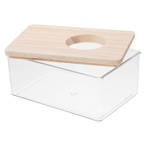 POPETPOP Hamster Sand Bath Box Acrylic Bath Container for Hamsters Transparent Small Animal Shower Bathtub with Lid for Chinchilla Mouse and Gerbil Cage Habitat D Cor 6.06 X 4.13 X 2.75 in