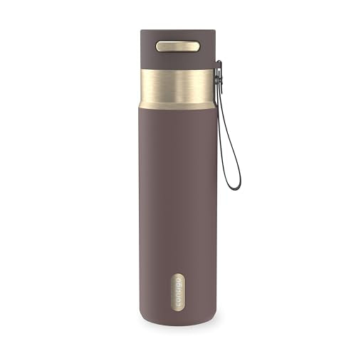 Contigo AutoSeal 24 oz Stainless Steel Vacuum-Insulated Water Bottle with Leakproof Push-Button Spout & Lock, Carry Strap, BPA-Free & Lead-Free, Dishwasher Safe - color: Terra Champagne, size: 24 Ounces