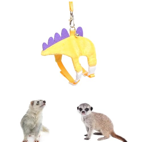 Small Animal Harness and Leash Set, Adjustable Escape Proof Ferret Harness Vest for Adult Ferret, Meerkat, King Squirrel & Fancy Rat, Soft Comfortable Pet Walking Harness with Leash - color: Yellow