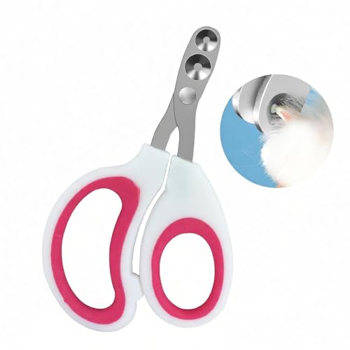 Cat Nail Clippers, Dark Pink | Pet Nail Clippers, Cat Claw Trimmers, 2mm & 3mm Circular Cutting Holes - color: Pink, size: Double Hole